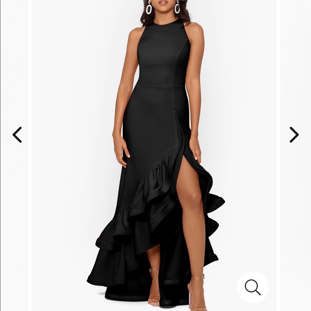 Betsy Adam Ruffle Tier Scuba Crepe Dress